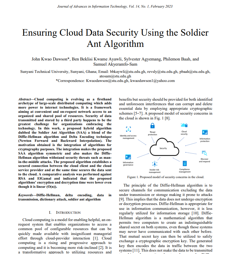 Ensuring Cloud Data Security Using the Soldier Ant Algorithm